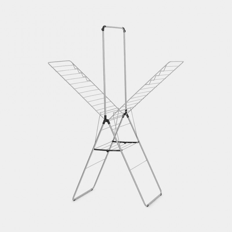 Brabantia HangOn Wäscheständer mit Kleiderbügelstange, 25 m, Metallic Grey