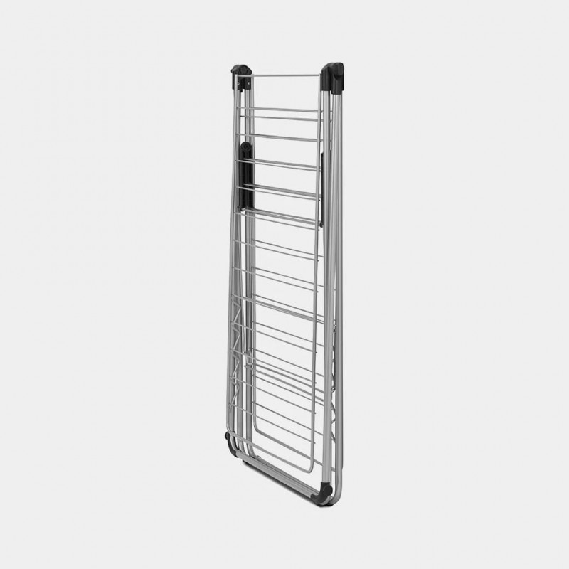 Brabantia HangOn Wäscheständer mit Kleiderbügelstange, 25 m, Metallic Grey