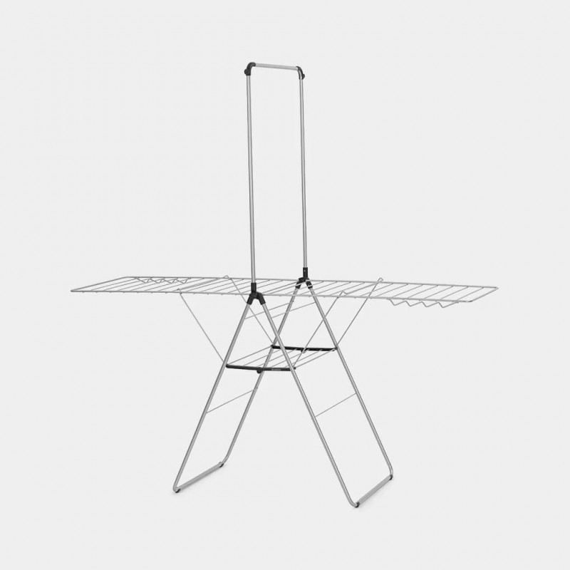 Brabantia HangOn Wäscheständer mit Kleiderbügelstange, 25 m, Metallic Grey