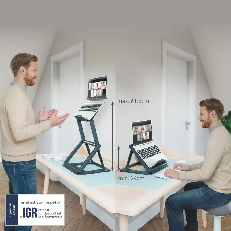 Leitz Ergo 2-in-1 Sitz-Steh-Laptopständer, Schwarz (65890089)