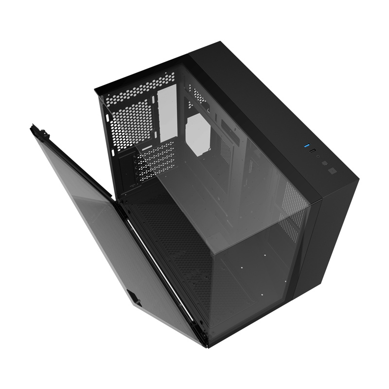 Darkflash TH285M Micro-ATX Computer-Gehäuse mit gehärtetem Glas, Schwarz