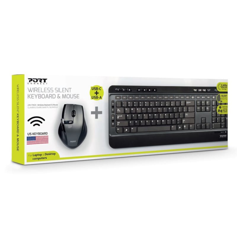 Port Silent Kabellose Tastatur- und Maus-Kombination, US-Layout (900901-US)