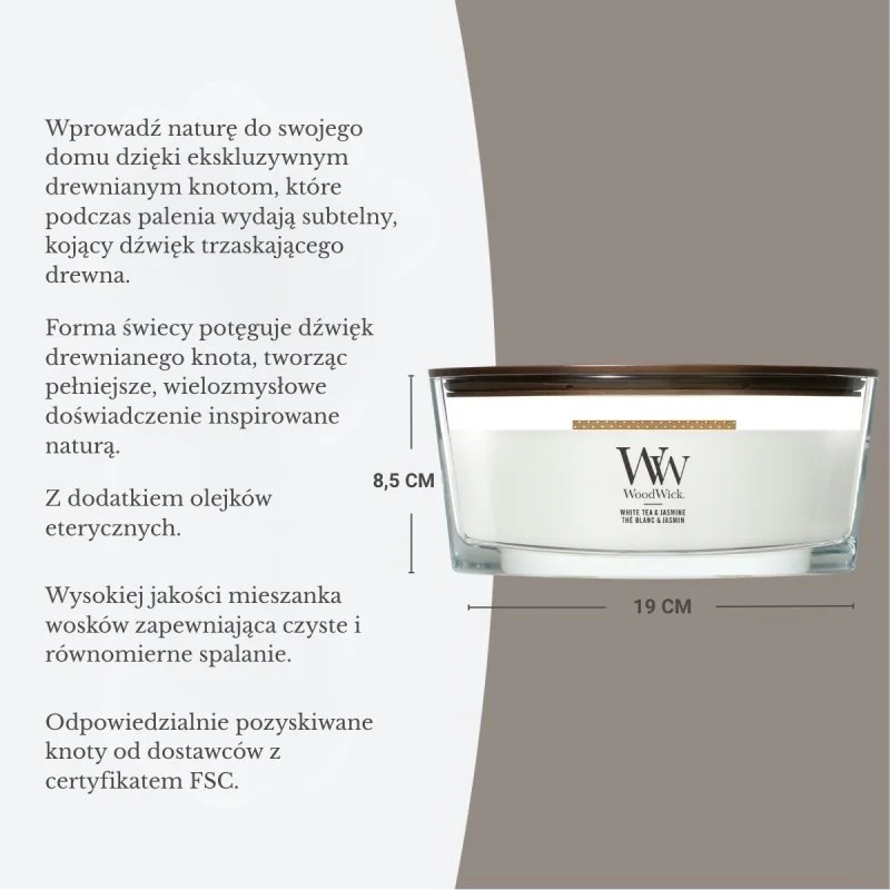 WoodWick White Teak Ellipse Kerze, 453,6 g