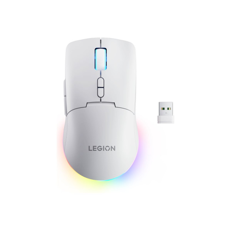 Lenovo Legion M220 RGB Wireless Gaming-Maus, 2,4 GHz / Bluetooth / Kabelgebunden, Gletscherweiß (GY51V60437)