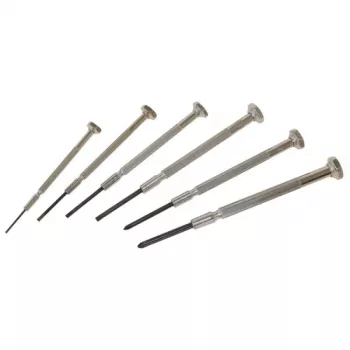 C.K Tools T4854P Uhrmacher-Miniaturschraubendreher-Set, 6 Teile, Schlitz 1,0/1,6/2,0/2,4 mm und Phillips