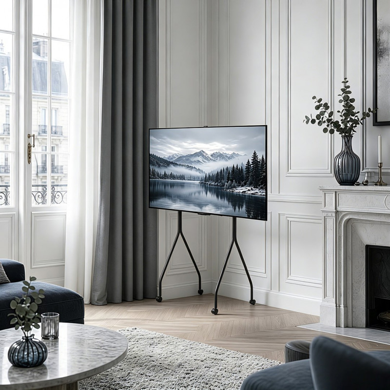Maclean MC-180 B TV-Ständer auf Rollen, 37–80 inch, max. 50 kg, VESA 600x400, schwarz