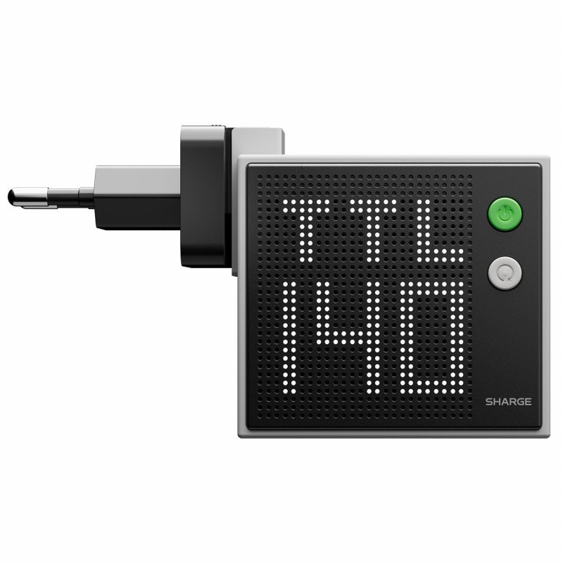 SHARGE Pixel 140 GaN-Ladegerät, 140W, 3x USB-C, Dot-Matrix-Display - grau