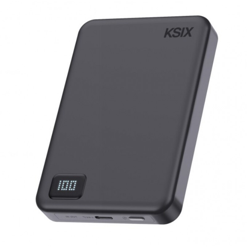 Ksix Powerbank Magslim 10000 mAh magnetisch 15W USB-C PD 20W Digitalanzeige Schwarz