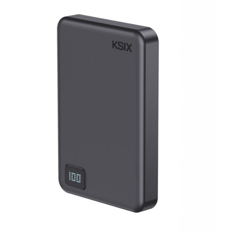 Ksix Powerbank Magslim 10000 mAh magnetisch 15W USB-C PD 20W Digitalanzeige Schwarz