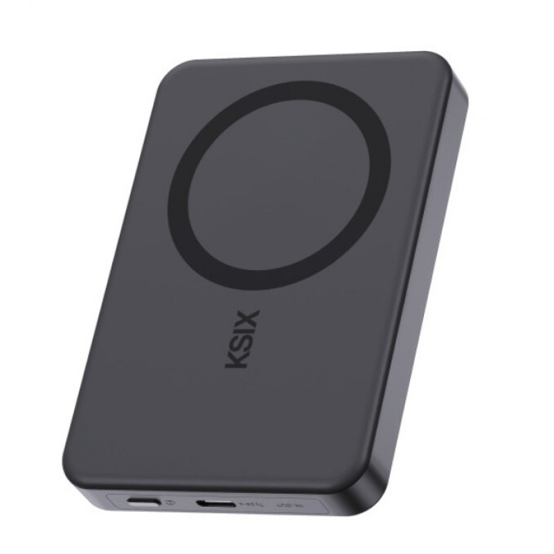 Ksix Powerbank Magslim 10000 mAh magnetisch 15W USB-C PD 20W Digitalanzeige Schwarz