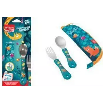 Maped PICNIK Besteckset JUNGLE FEVER 3-teilig türkis mit Etui Edelstahl ABS