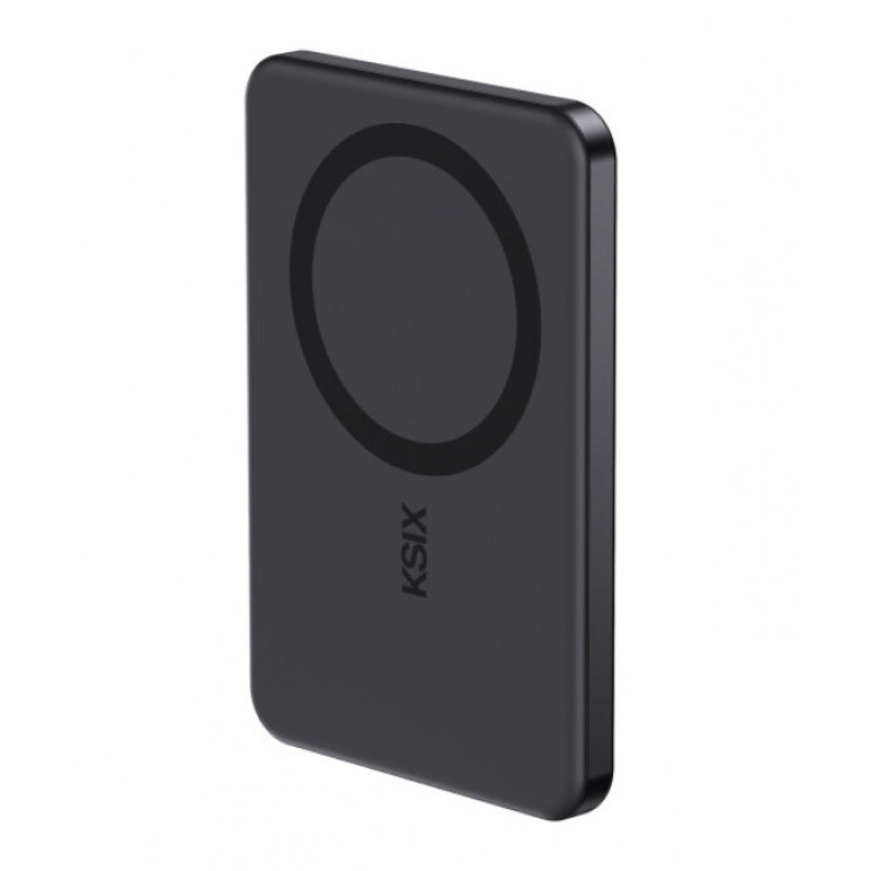 Ksix Powerbank Magslim 5000 mAh magnetisch USB-C PD 20W digitales Display Schwarz