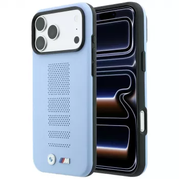BMW M Blue Perfo Metal Logo MagSafe Hülle für iPhone 18 Pro / 17 Pro, Blau