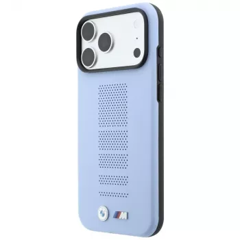 BMW M Blue Perfo Metal Logo MagSafe Hülle für iPhone 18 Pro / 17 Pro, Blau