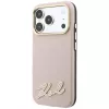 Karl Lagerfeld Handyhülle mit genarbter Oberfläche und Resin-Signatur-Logo, MagSafe, für iPhone 18 Pro / 17 Pro, Pink