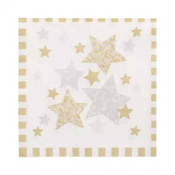 PAPSTAR Servietten Stardust weiß, Gold 3-lagig 33,0 x 33,3 cm, 100 Stk.