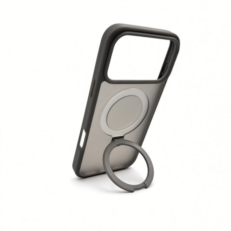 Evelatus Shield Hülle mit MagSafe & Stand für Apple iPhone 18 Pro Max, matter Ring, rauchgrau