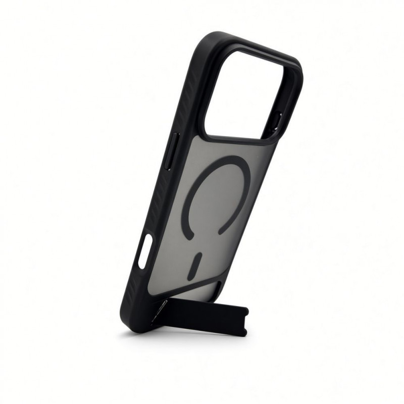 Evelatus MagSafe-Hülle mit Gummibeschichtung und Ständer für Apple iPhone 18 Pro Max, Schwarz