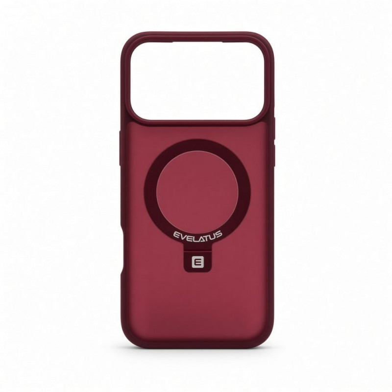 Evelatus Shield Hülle mit MagSafe & Stand für Apple iPhone 18 Pro, mattem Ring, burgunderrot