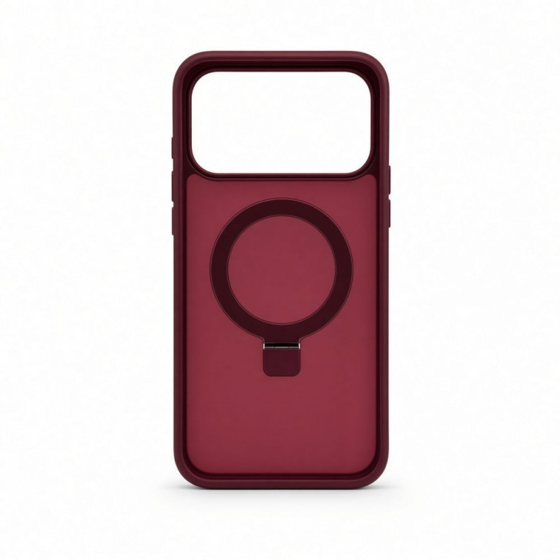 Evelatus Shield Hülle mit MagSafe & Stand für Apple iPhone 18 Pro, mattem Ring, burgunderrot
