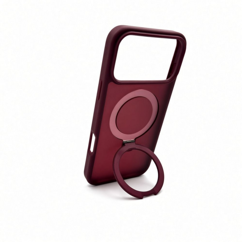 Evelatus Shield Hülle mit MagSafe & Stand für Apple iPhone 18 Pro, mattem Ring, burgunderrot