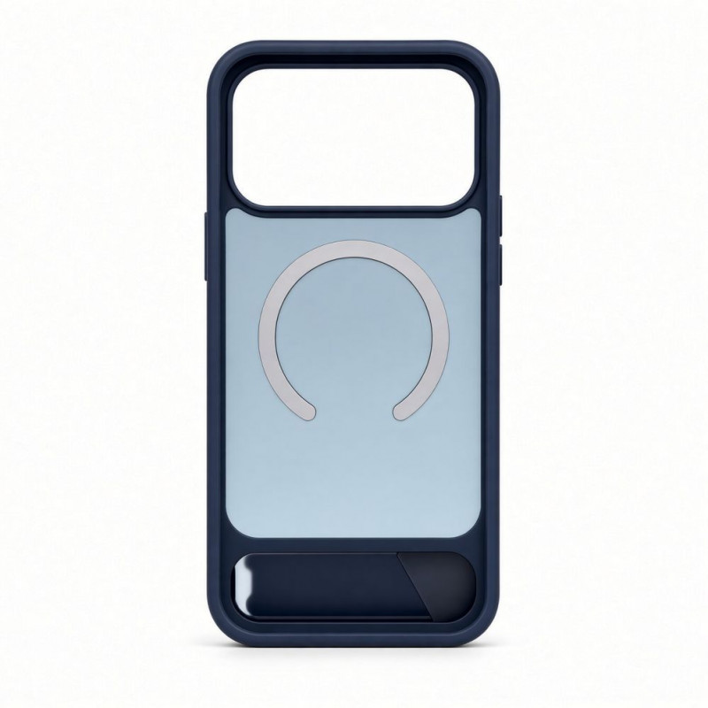 Evelatus Rubber beschichtete MagSafe Hülle mit Standfuß für Apple iPhone 18 Pro, Marineblau
