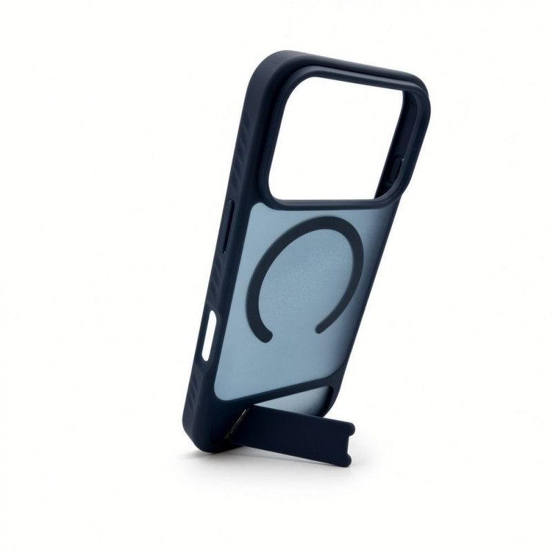 Evelatus Rubber beschichtete MagSafe Hülle mit Standfuß für Apple iPhone 18 Pro, Marineblau