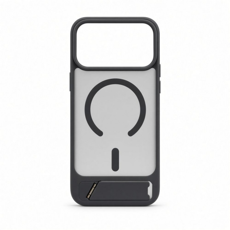 Evelatus Rubber beschichtete MagSafe Hülle mit Standfuß für Apple iPhone 18 Pro Max, Rauchgrau