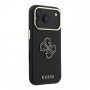 Guess SW genarbtes PU- & großes Resin-Logo-Case für Apple iPhone 18 Pro, Schwarz