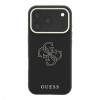 Guess SW genarbtes PU- & großes Resin-Logo-Case für Apple iPhone 18 Pro, Schwarz