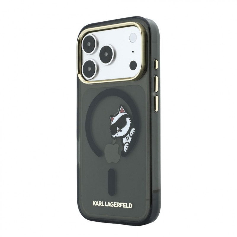 Karl Lagerfeld HC MagSafe IML Peekaboo Print & Metal Frame Hülle für Apple iPhone 18 Pro Max, Schwarz