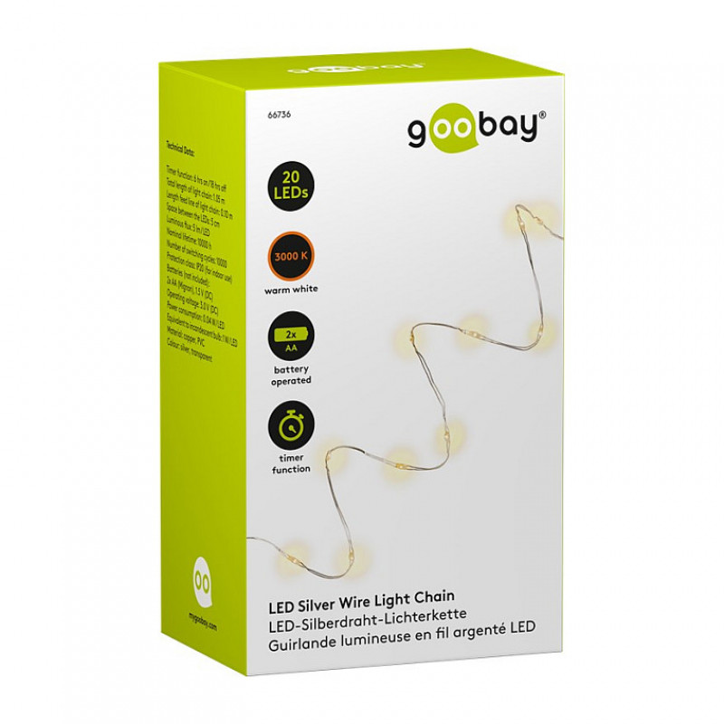 Goobay 20-Licht-Lichterkette, durchsichtig, 1,0 m