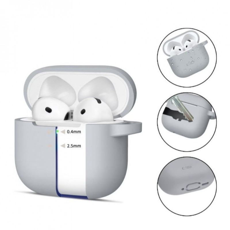 Tech-Protect Crayon Silicone Hook Hülle für Apple AirPods 4, Grau
