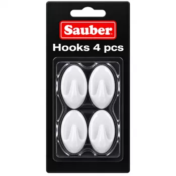 Sauber Oval Haken, 4 Stk., 2,3x4 cm, Weiß