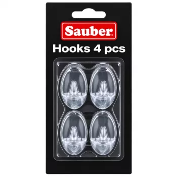 Sauber Oval Haken, 4 Stk., 2,3x4 cm, transparent