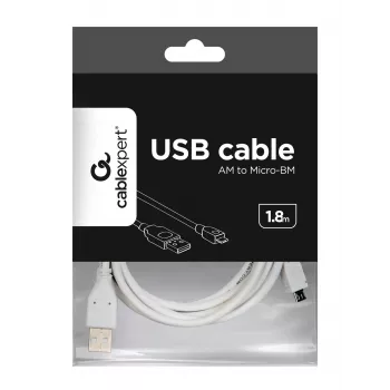 Gembird CCP-mUSB2-AMBM-6-W USB 2.0 A auf Micro-USB B Kabel, 1,8 m, Weiß