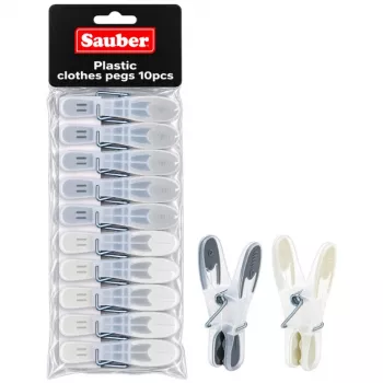 Sauber Kunststoff Wäschehaken 10 Stück grün/gelb/grau