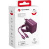 Forcell F-Energy GaN III VT-60 60W PD QC 4.0+ 2x USB-C burgunderfarbenes Netzteil + USB-C-Kabel