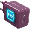 Forcell F-Energy GaN III VT-60 60W PD QC 4.0+ 2x USB-C burgunderfarbenes Netzteil + USB-C-Kabel