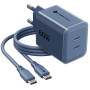 Forcell F-Energy GaN III VT-60 60W PD QC 4.0+ 2x USB-C Netzteil marineblau + USB-C Kabel