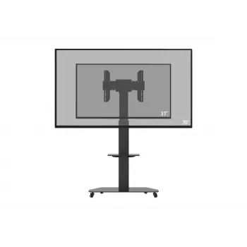 celexon Professional Adjust-3770MP TV-Rollwagen für Flachbildschirme 32-70 Zoll (81,3-177,8 cm), eloxiertes Aluminium und satiniertes Glas, schwarz