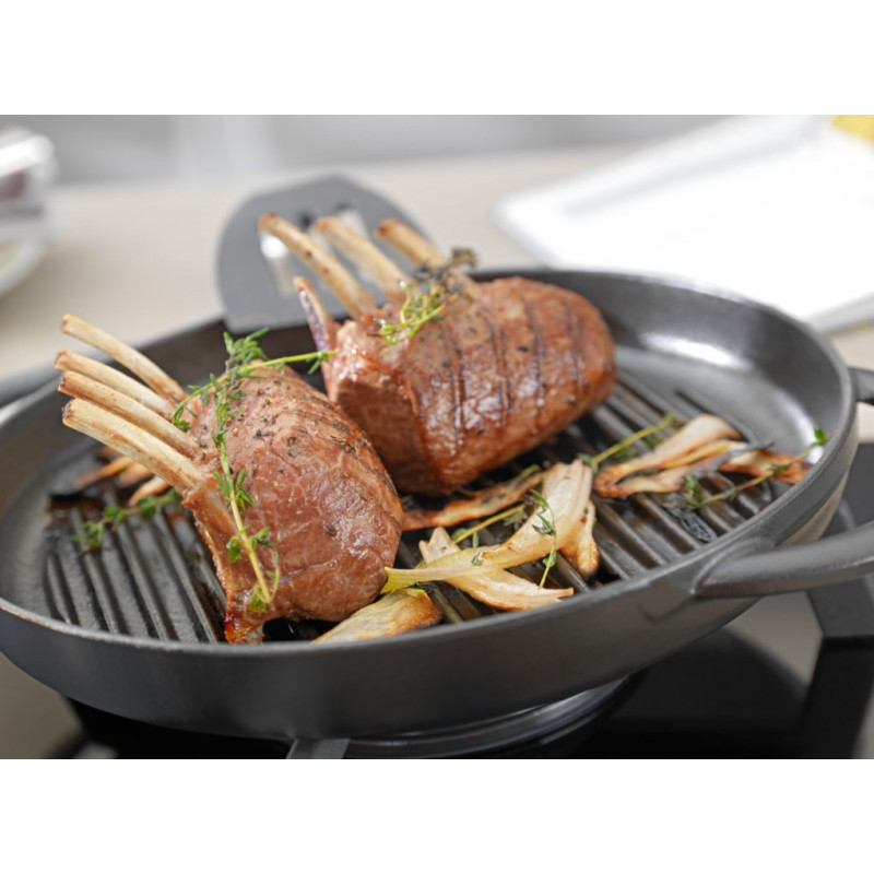 STAUB runde Grillpfanne aus Gusseisen mit zwei Griffen 40509-522-0 - graphit 26 cm