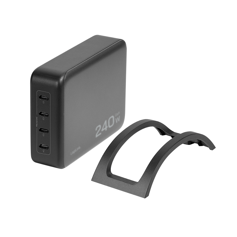 Logilink USB-C Schreibtisch-Ladegerät, 240 W, GaN, 4-Port, 4x USB-C (PD), Schwarz