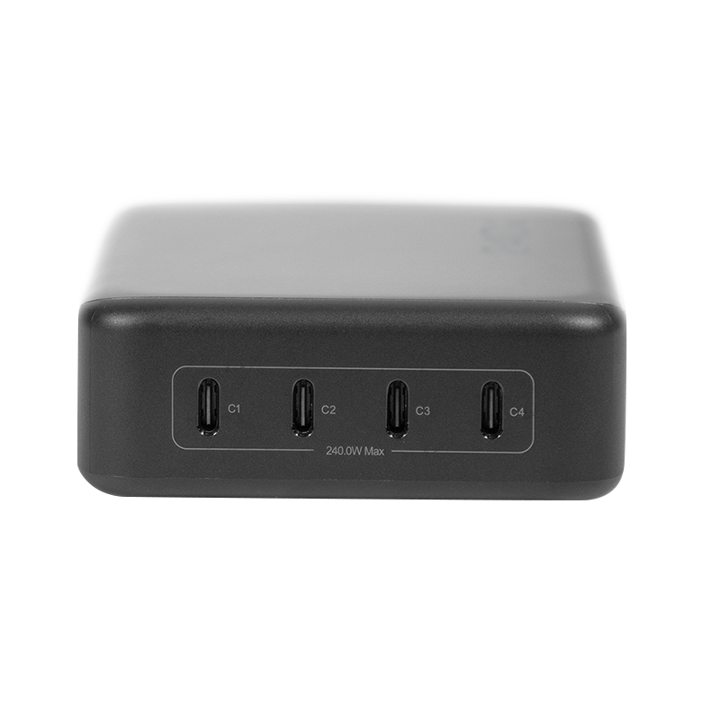 Logilink USB-C Schreibtisch-Ladegerät, 240 W, GaN, 4-Port, 4x USB-C (PD), Schwarz