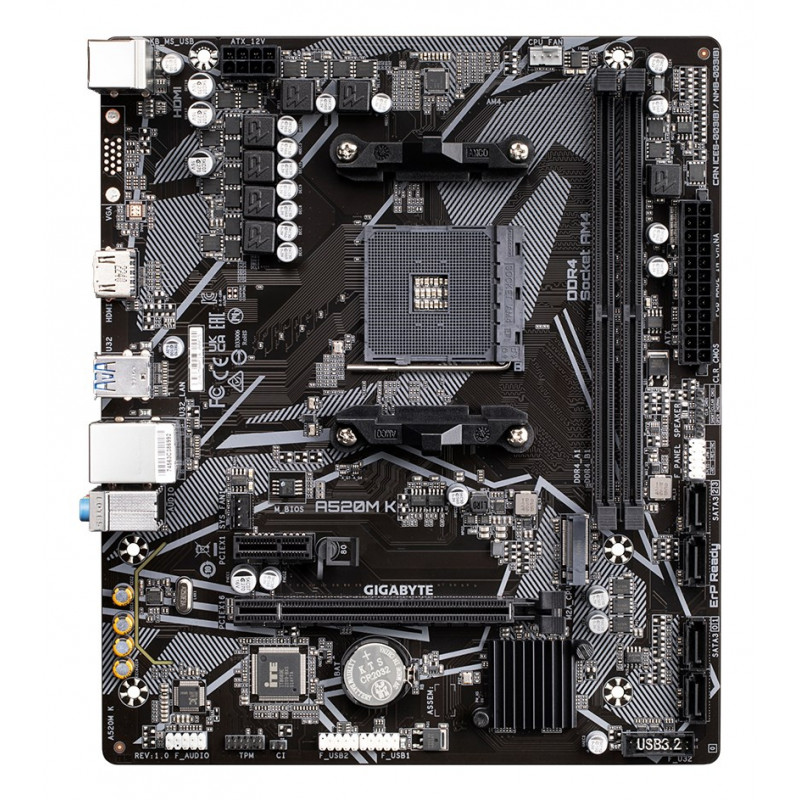 Gigabyte A520M K Mainboard, AMD A520, AM4, mATX