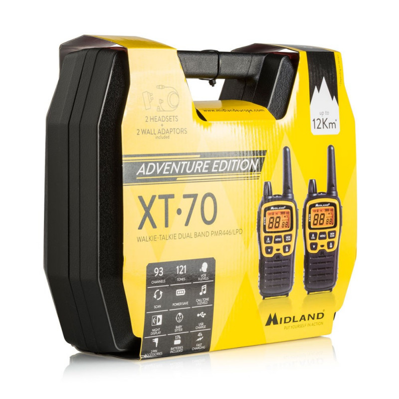 Midland XT70 Adventure Funkgerät, 93 Kanäle, 433,075 - 446,09375 MHz, Schwarz/Gelb