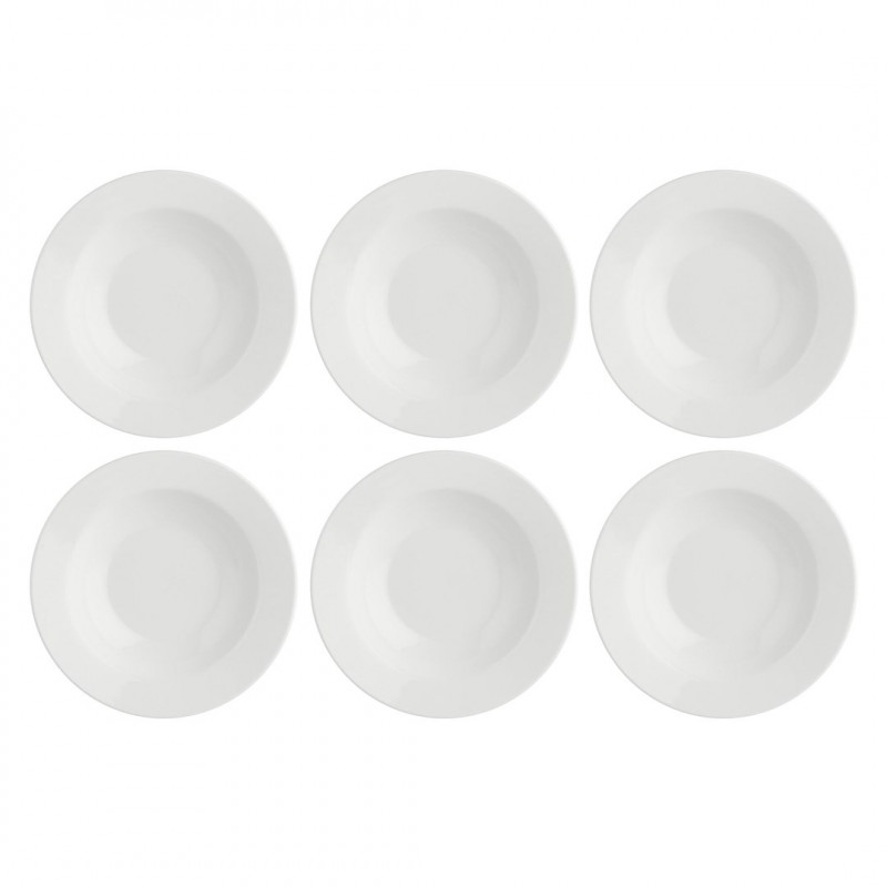 La Porcellana Bianca Essenziale Suppenteller mit Rand, 6er-Set, 23 cm