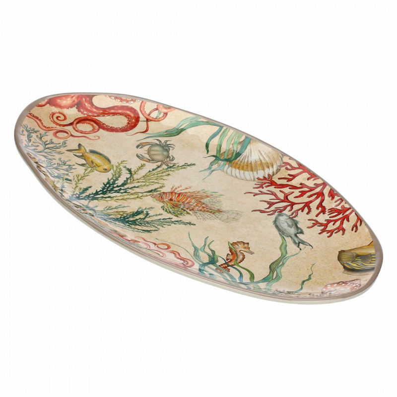 ROSE&TULIPANI SEA LIFE Melamin ovale Servierplatte 52 x 30 cm
