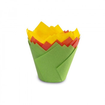 Guardini Tulpenförmige Papier-Muffinförmchen 12 Stk. farbig Easy Bake Ø 7,5 x 8 cm