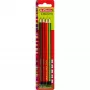 herlitz Scolair Graphitstift, sechskantig, lackiertes Holz, bruchfeste Mine, getauchte Kappe, sortiert, 4 Stück